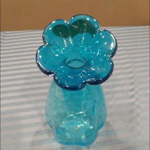 Rare Aqua Blue Glass Flower Vase